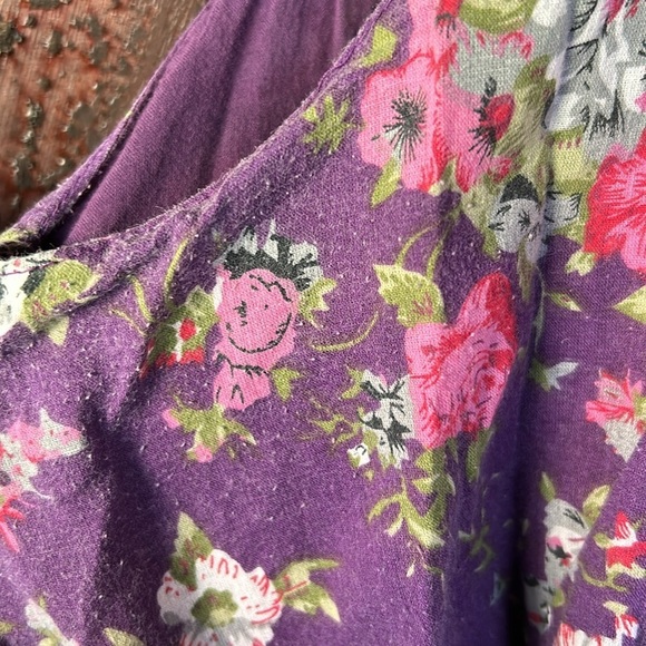 Vintage Shabby Chic Floral Tiered Flowy Cottton Gauze Sleeveless Sundress 90s - Picture 11 of 13